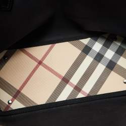 Burberry Beige/Black Supernova Check Coated Canvas and Patent Leather Nickie Tote