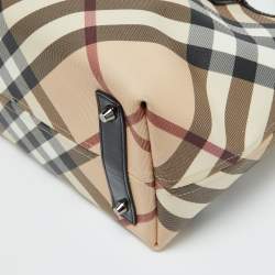 Burberry Beige/Black Supernova Check Coated Canvas and Patent Leather Nickie Tote