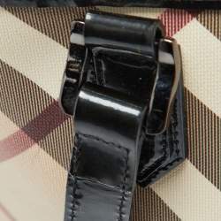 Burberry Beige/Black Supernova Check Coated Canvas and Patent Leather Nickie Tote