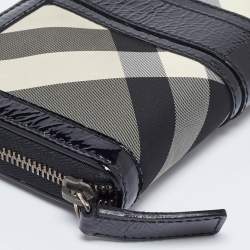 Burberry Grey/Black Patent Leather and Nylon Penrose Flap Wallet