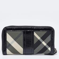 Burberry Grey/Black Patent Leather and Nylon Penrose Flap Wallet