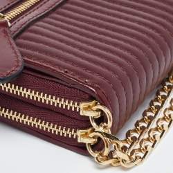 Burberry Burgundy Leather Double Zip Compact Wallet