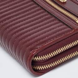 Burberry Burgundy Leather Double Zip Compact Wallet