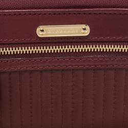 Burberry Burgundy Leather Double Zip Compact Wallet