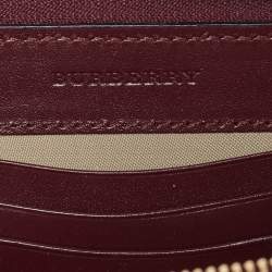 Burberry Burgundy Leather Double Zip Compact Wallet