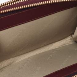 Burberry Burgundy Leather Double Zip Compact Wallet