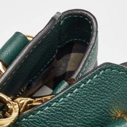 Pre Owned Burberry Green Leather Buckle Tote