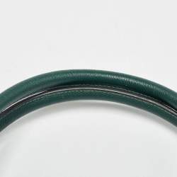 Pre Owned Burberry Green Leather Buckle Tote