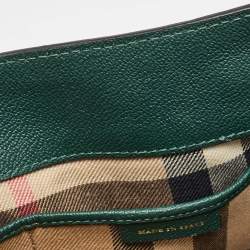 Pre Owned Burberry Green Leather Buckle Tote