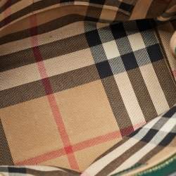 Pre Owned Burberry Green Leather Buckle Tote