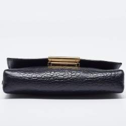 Burberry Black Embossed Check Leather Small Langley Crossbody Bag