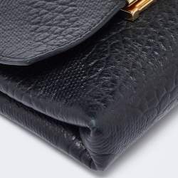 Burberry Black Embossed Check Leather Small Langley Crossbody Bag
