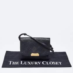 Burberry Black Embossed Check Leather Small Langley Crossbody Bag
