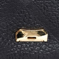 Burberry Black Embossed Check Leather Small Langley Crossbody Bag