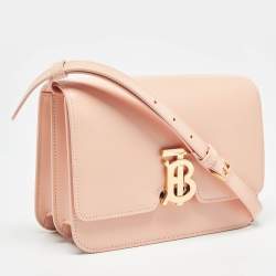 Burberry Peach Pink Leather Small TB Shoulder Bag