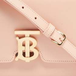 Burberry Peach Pink Leather Small TB Shoulder Bag