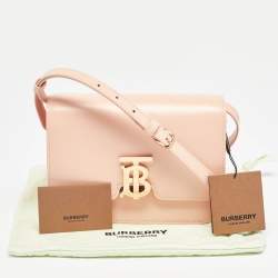 Burberry Peach Pink Leather Small TB Shoulder Bag