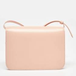 Burberry Peach Pink Leather Small TB Shoulder Bag