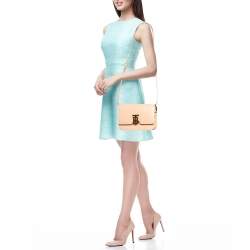 Burberry Peach Pink Leather Small TB Shoulder Bag