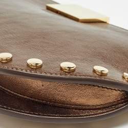 Burberry Bronze Leather Studded Olympia Clutch