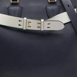 Burberry Navy Blue/White Leather Large Belt Bag