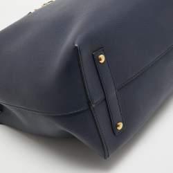 Burberry Navy Blue/White Leather Large Belt Bag