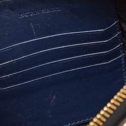 Pre Owned Burberry Navy Blue Grain Check Embossed Leather Peyton Crossbody Bag