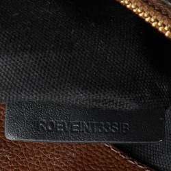 Pre Owned Burberry Brown Leather and House Check Fabric Medium Banner Tote