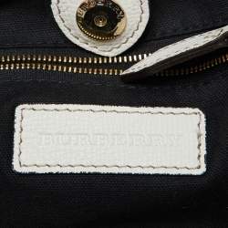 Burberry Off White/Beige House Check Canvas and Leather Little Crush Crossbody Bag