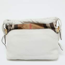 Burberry Off White/Beige House Check Canvas and Leather Little Crush Crossbody Bag