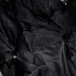 Pre Owned Burberry Black Beat Check Nylon and Patent Leather Large Victoria Tote