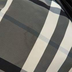 Pre Owned Burberry Black Beat Check Nylon and Patent Leather Large Victoria Tote