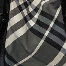 Pre Owned Burberry Black Beat Check Nylon and Patent Leather Large Victoria Tote