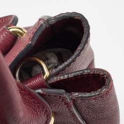 Pre Owned Burberry Burgundy Leather Buckle Tote