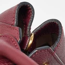 Pre Owned Burberry Burgundy Leather Buckle Tote