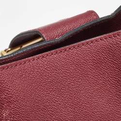Pre Owned Burberry Burgundy Leather Buckle Tote