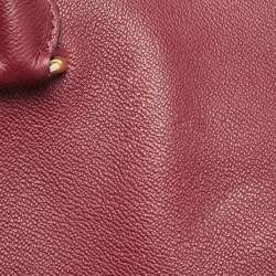 Pre Owned Burberry Burgundy Leather Buckle Tote