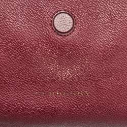 Pre Owned Burberry Burgundy Leather Buckle Tote