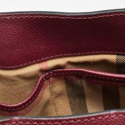 Pre Owned Burberry Burgundy Leather Buckle Tote