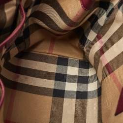 Pre Owned Burberry Burgundy Leather Buckle Tote