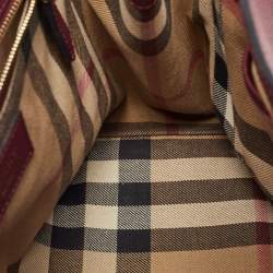 Pre Owned Burberry Burgundy Leather Buckle Tote