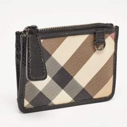 Burberry Beige/Black Nova Check PVC and Patent Leather Zip Coin Purse