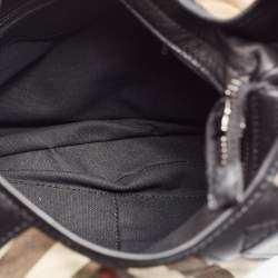 Pre Owned Burberry Black/Beige House Check Canvas and Leather Phoebe Hobo