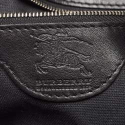 Pre Owned Burberry Black/Beige House Check Canvas and Leather Phoebe Hobo