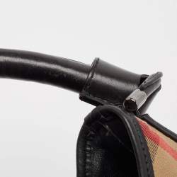 Pre Owned Burberry Black/Beige House Check Canvas and Leather Phoebe Hobo