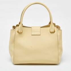 Burberry Yellow Leather Medium Buckle Tote