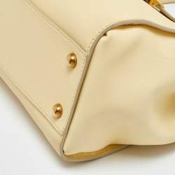 Burberry Yellow Leather Medium Buckle Tote