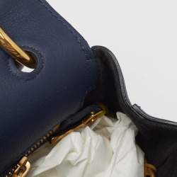 Pre Owned Burberry Navy Blue/Brown Leather DK88 Top Handle Bag