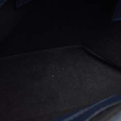 Pre Owned Burberry Navy Blue/Brown Leather DK88 Top Handle Bag