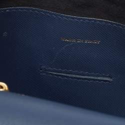 Pre Owned Burberry Navy Blue/Brown Leather DK88 Top Handle Bag